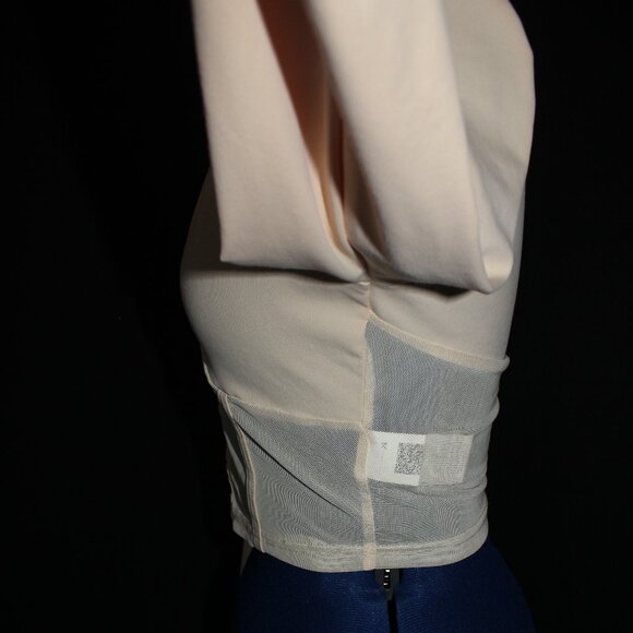 SHEIN ICON Women's Beige Mesh Panel Bust Detail Long Sleeve Top Size M - Picture 5 of 8